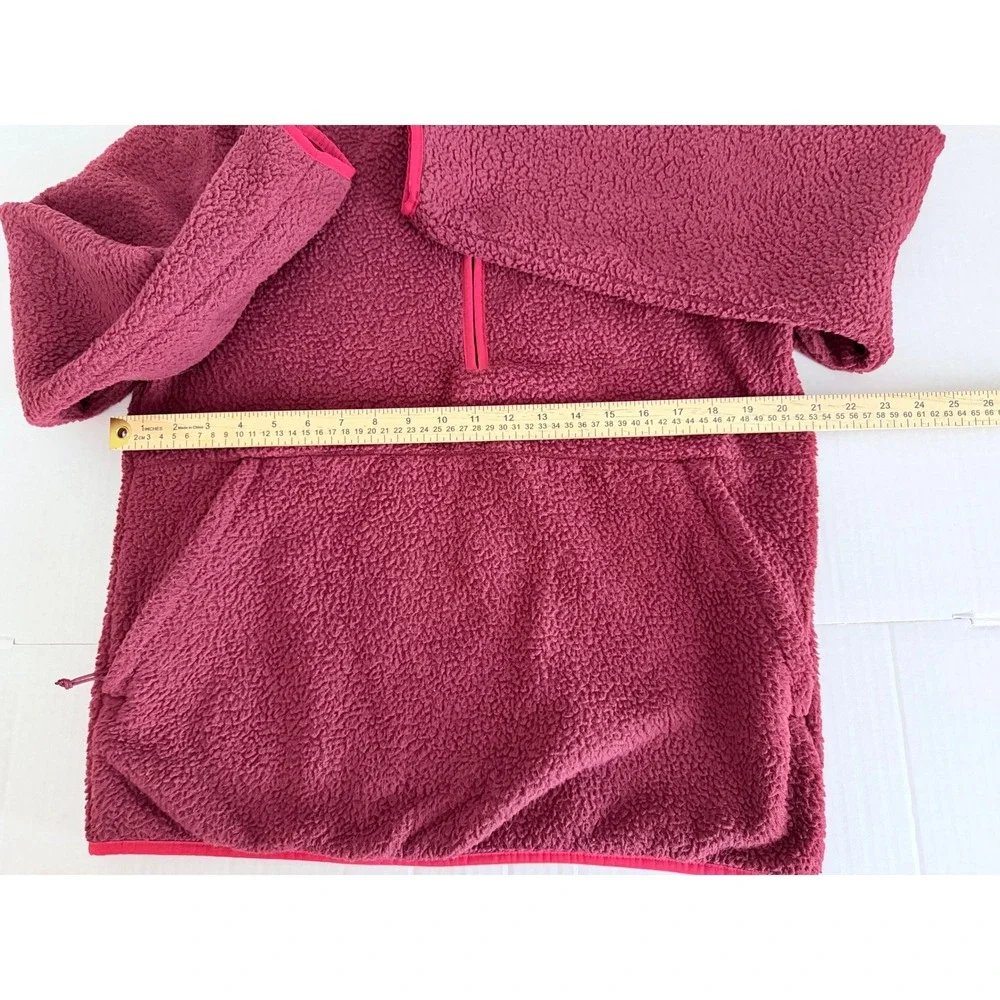 The North Face Mens Sherpa Fleece Quarter Zip Pullover Burgundy Red Medium